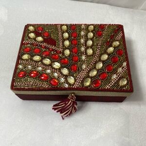 Embellished Red and Gold Jewelry Box